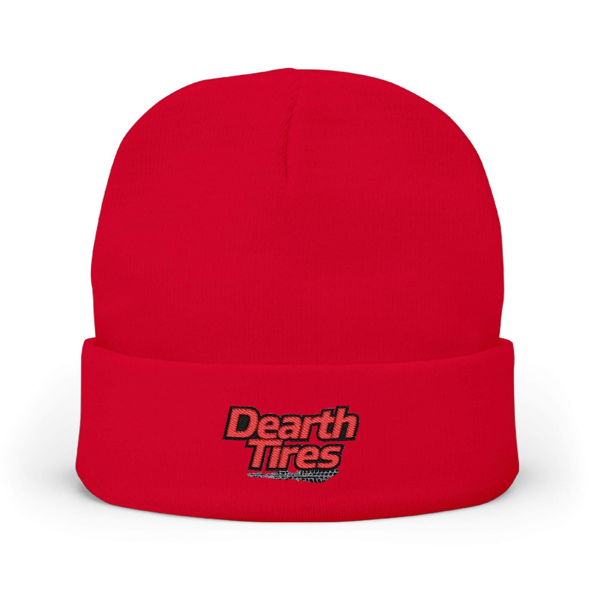 Embroidered 'Dearth Tires' Knit Beanie — Cozy Streetwear Winter Hat