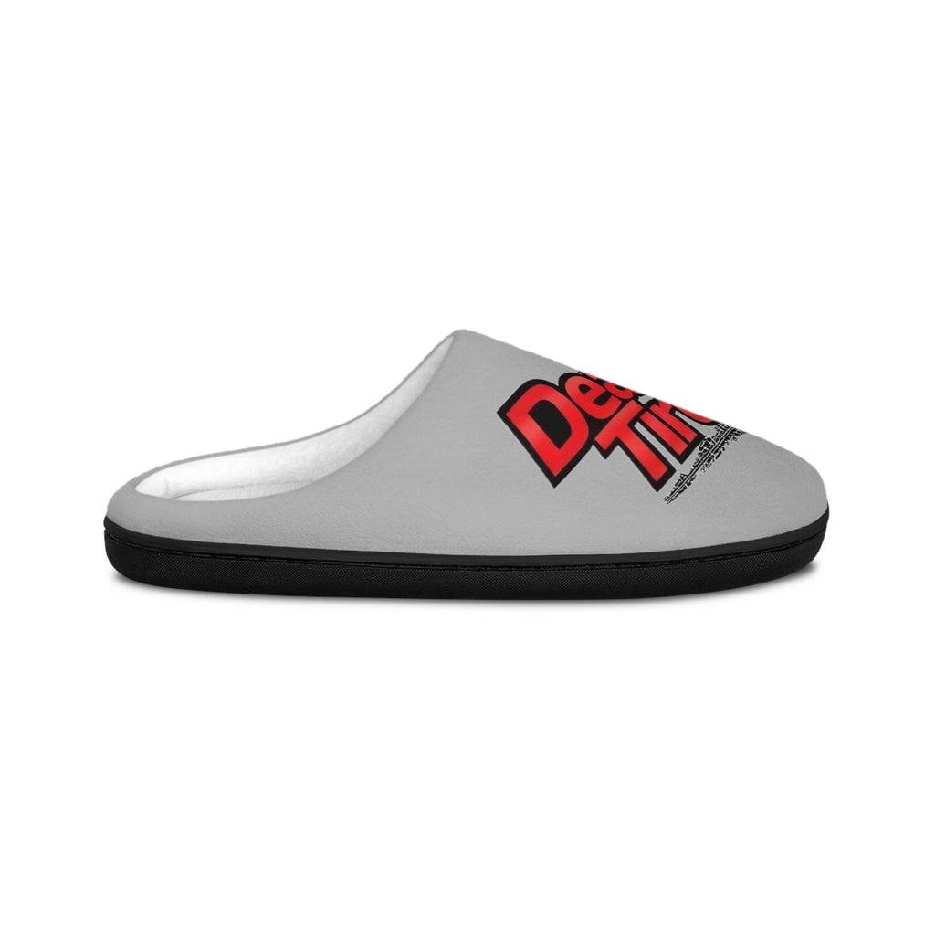 Men's Indoor Slippers — 'Dearth Tires' Retro Logo Cozy House Slides