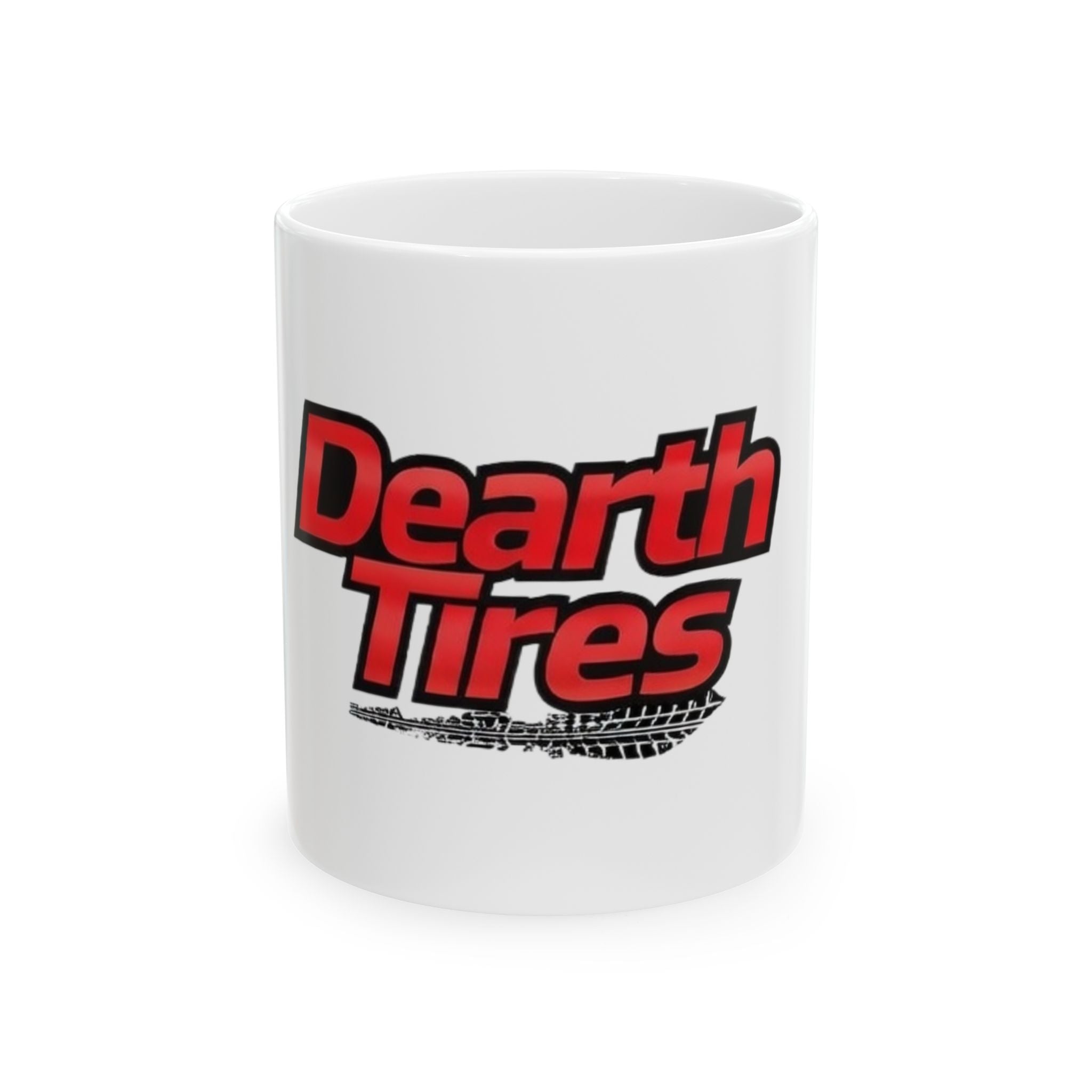 Death Tires Ceramic Mug — Red Racing Logo Coffee Cup (11oz & 15oz)