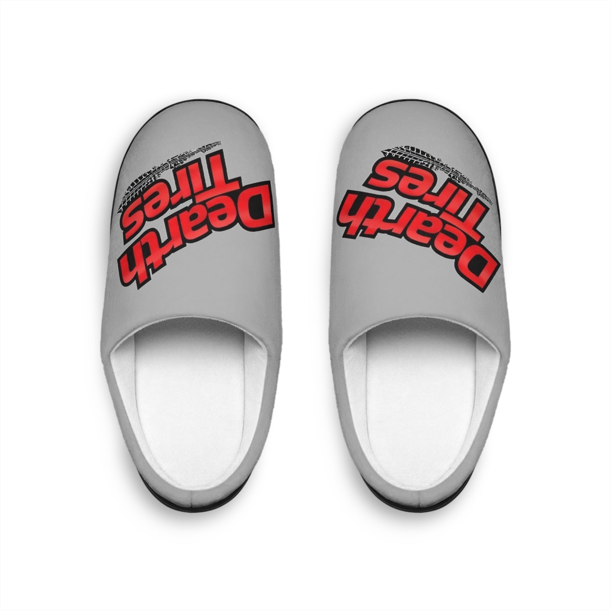 Men's Indoor Slippers — 'Dearth Tires' Retro Logo Cozy House Slides