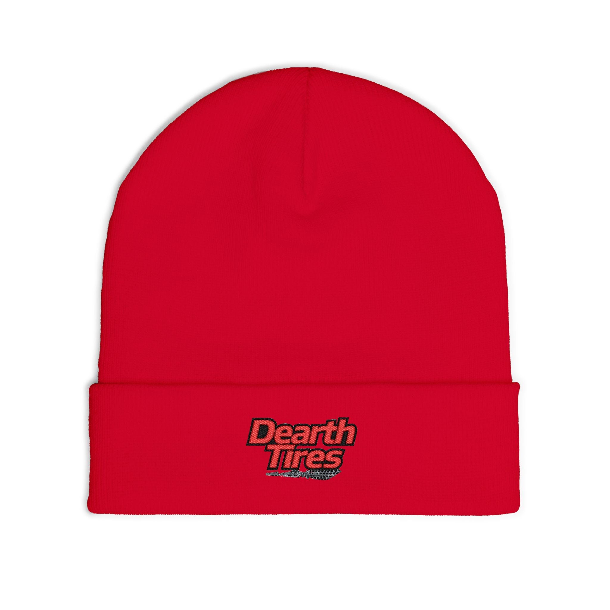 Embroidered 'Dearth Tires' Knit Beanie — Cozy Streetwear Winter Hat